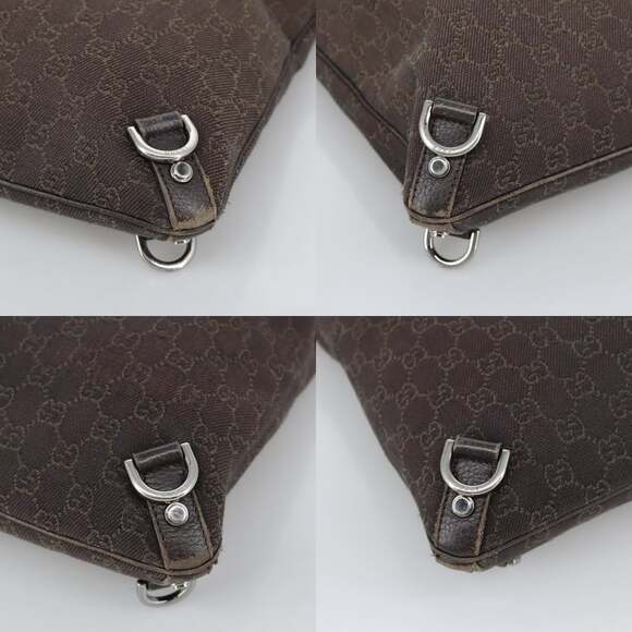 GUCCI GG Canvas Abbey Shoulder Bag Outlet Dark Brown Silver - Picture 10 of 12